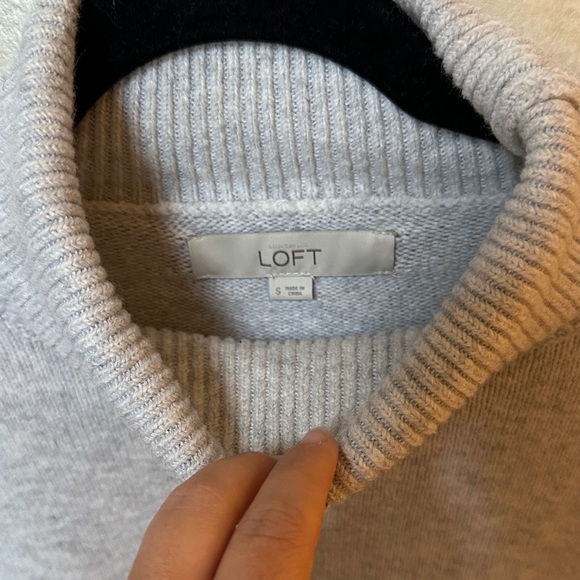 LOFT Light Gray Cowl Neck Sweater - Picture 2 of 5